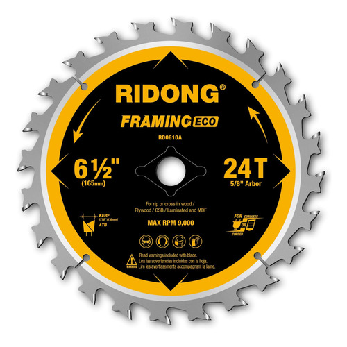 Ridong Hoja De Sierra Circular De 6-1/2 Pulgadas, 24 Dientes
