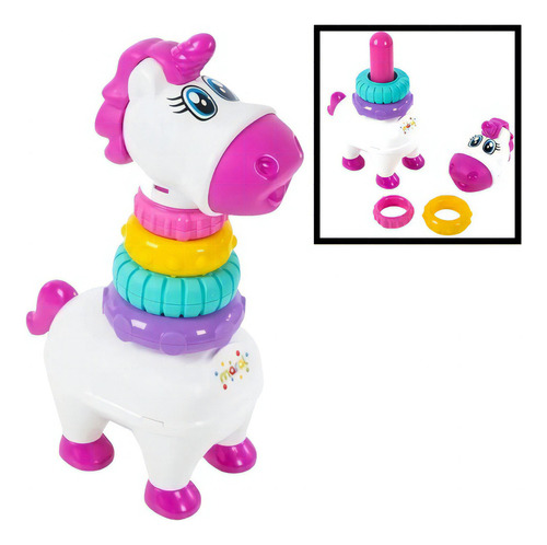 Brinquedo Baby Pony Didático 04 Anéis Empilháveis Coloridos