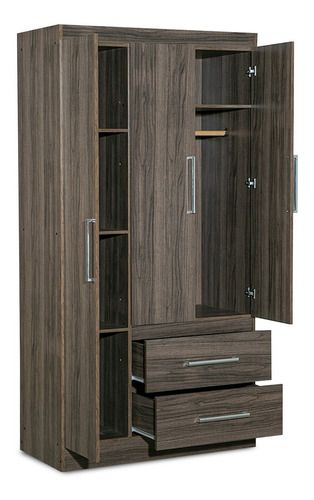 Ropero Placard Infantil Máximo 3 Puertas Con 2 Cajones Melamina Reforzado Color Dakota