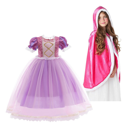 Disfraz Princesa Rapunzel Niñas Haloween Más Capa