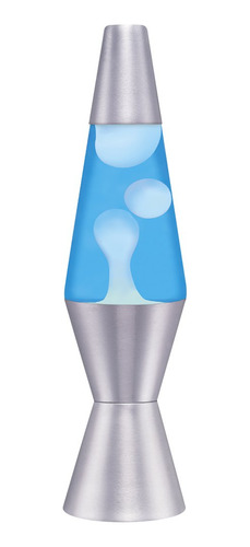 Lámpara De Cera Azul Base Plateada 29 Cm