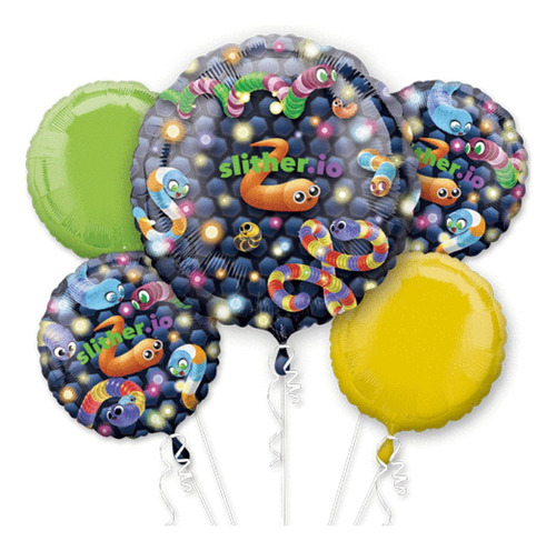 Slither.io Bouquet De Globos, Incluye 5 Globos De Fiesta