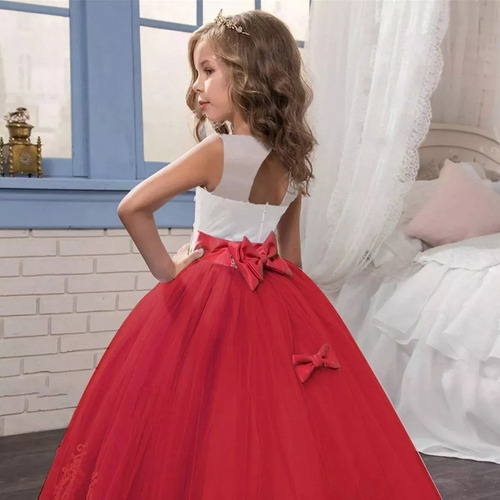 Vestido De Princesa De Encaje Con Bloques De Colores Para Ni