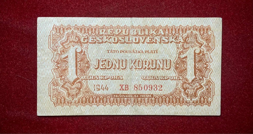 Billete 1 Koruna Checoslovaquia 1944 Pick 45 A