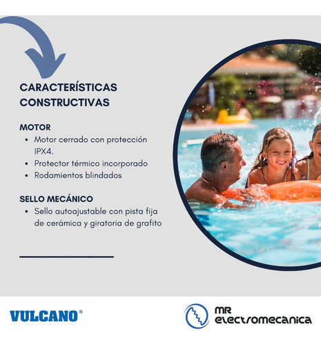 Imagen 7 de 10 de Bomba Pileta 3/4 Hp Autocebante - Vulcano Modelo Bap075