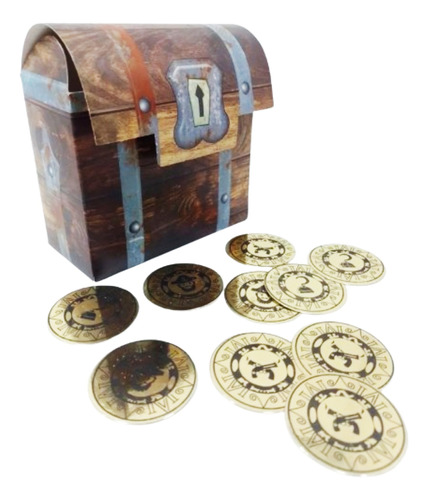 10 Cajitas Cofre Pirata + 3 Monedas Doradas / Souvenirs