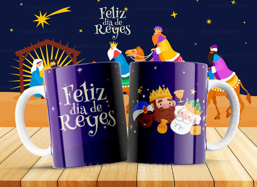 5 Plantillas Sublimacion Tazas Dia De Reyes Editables Psd