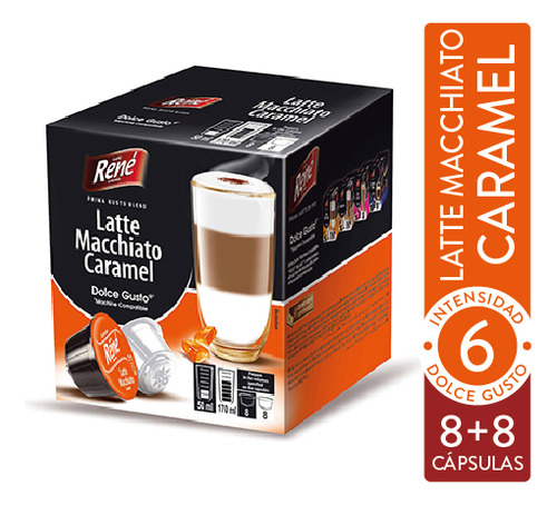 Café René Latte Macchiato Caramel cápsulas para Dolce Gusto