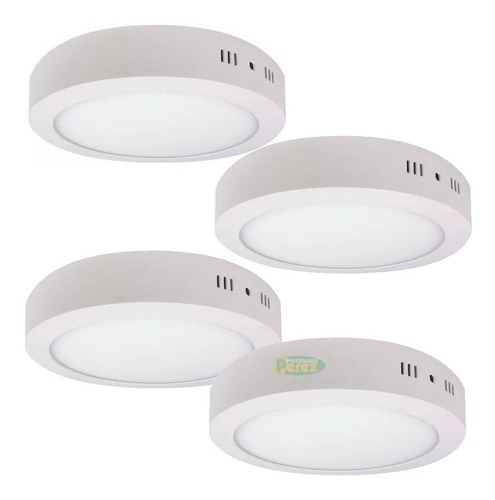 Kit X 4 Plafon Led Blanco 18w Luz Neutra Fria Calida Redondo