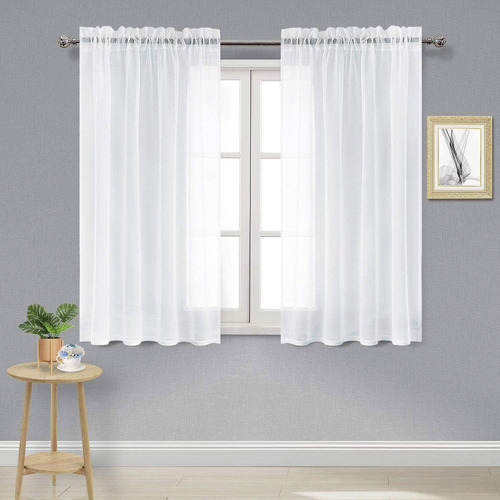 Cortinas Transparentes Tipo Lino, Juego De 2 Paneles