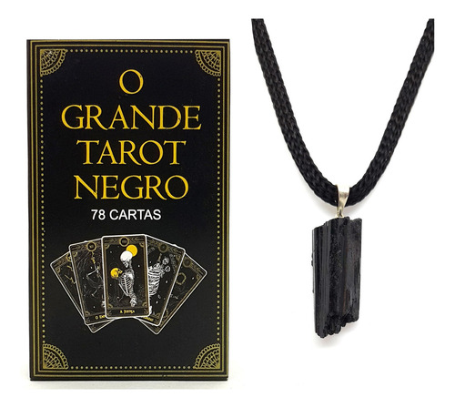 Kit O Grande Tarot Negro 78 Cartas E Colar Turmalina Negra
