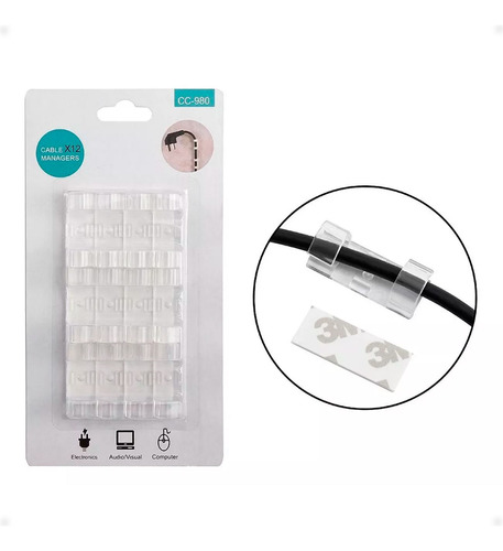 Clip Organizador Para Cables Con Adhesivos Pack Kubo