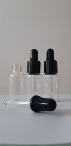 10 Vidro Incolor 5ml Conta Gotas Preto Canula Ponta Fina