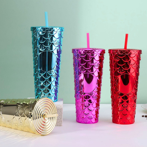 Termo Multifuncional Vaso Texturizado Diseño De Sirena 750ml Azul