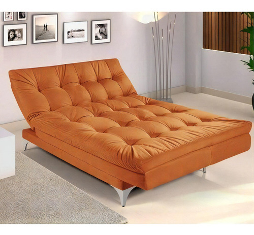 Sofá Cama 3 Lugares Veludo Liso Versátil Império Gwt