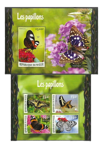 2016 Insectos- Mariposas Colores- Rep Niger (2 Bloques) Mint