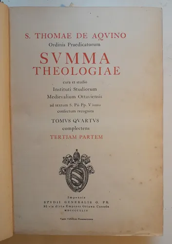 Summa Teologica - Sto Tomas De Aquino - Latin Ed Ottawa H3 (Usado)