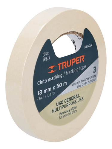 Cinta Masking Tape De 3/4 X 50 M, Truper 12590