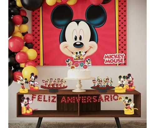 Kit Festa Fácil Mickey Decoração Aniversário 39 Peças