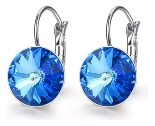 Aros Estrella Turquesa De Plata 925 Cristal Azul Calidad