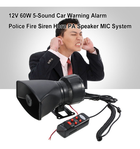 12v 60w 5 Sonido Coche Alarma Alarma Policía Incendio Sirena