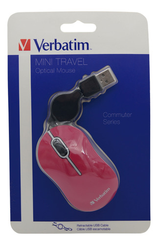 Mouse Optico Verbatim Con Cable Rectractil Color Negro