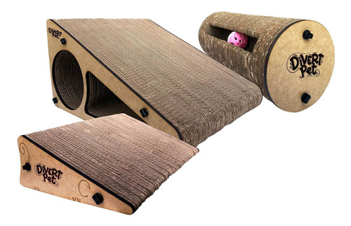 Kit Arranhador Para Gatos Misto Circular, Rampa E Mini Rampa