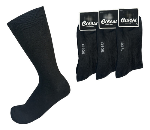 Calcetines Coscal De Vestir Hombre Algodón 10 Piezas Negro Liso Unitalla (24cm-30cm)