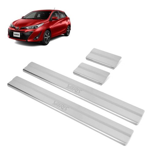 Soleira Aço Inox 4 Portas Original Brasikar Yaris 2019-2022