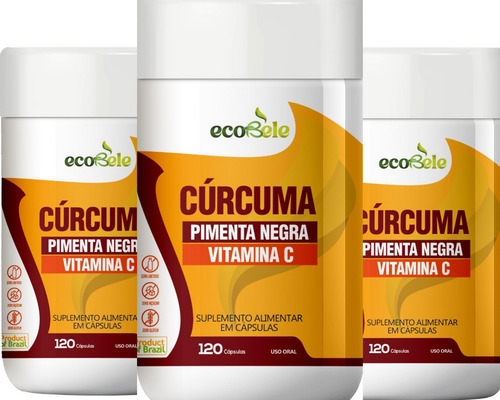 3 Suplemento Curcuma  Pimenta Negra Turmeric 360 Comprimido