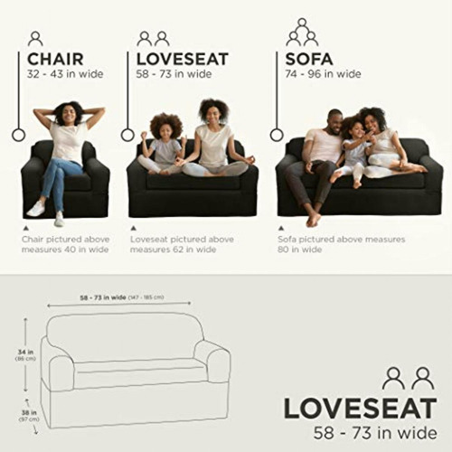 Maytex Funda De Sofá, Casual, Negro, Sillón De Dos Plazas,