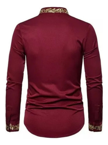 Camisa Informal De Manga Larga Con Cuello Alto Para Hombre