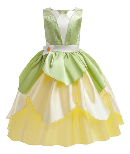 1 Vestido Cosplay Green Fairy Tinkerbell Tiana Frog Princess