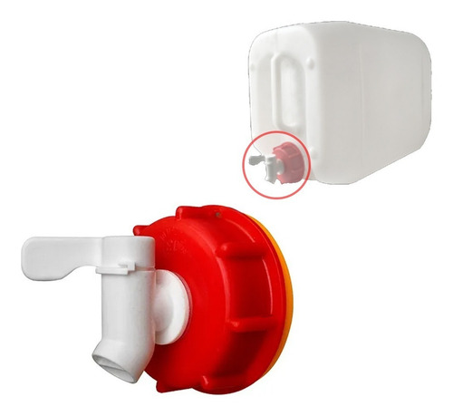 Llave Válvula Para Bidón O Garrafas 20 Y 50 Litros Mv-11 Color Blanco C/rojo