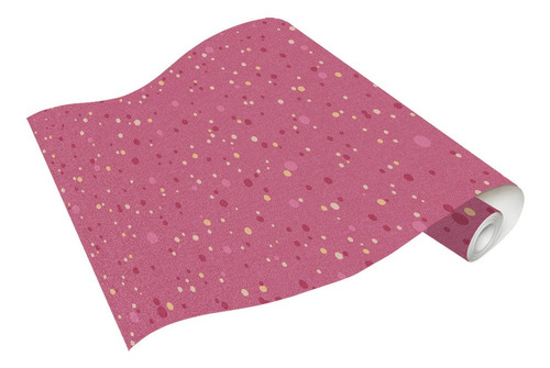 Imagen 3 de 3 de Papel Tapiz Rosa Diseño De Puntos - Pegamento Gratis