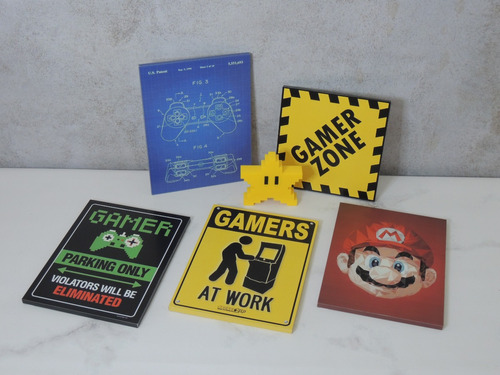 Cuadros Gamer Retro Tamaño 20x20cm Pac-man Mario Bros Sega