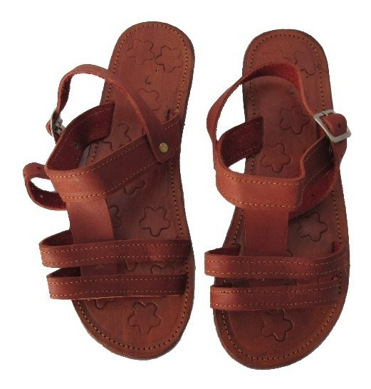 sandalias de couro cru femininas