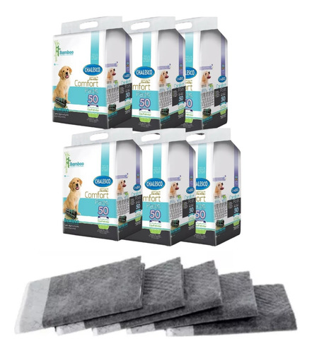 Kit 6 Tapete Higiênico Bamboo Ecológico Cães 50un Chalesco