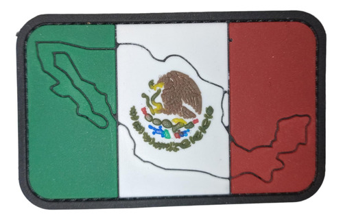 Parche De Pvc Con Velcro Bandera Mexico Mod Mapa 8x5cm