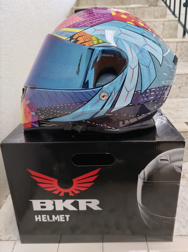 Casco Bkr Elite Azul Alebrije Cerrado Svs -certificado Azul Jaguar L (Usado)
