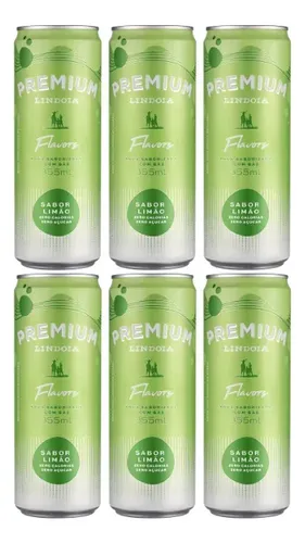 Água Saborizada com gás Premium Lindoia Flavors 355ml Sabor Limão 6u Zero Calorias Zero Açúcar 100% Natural