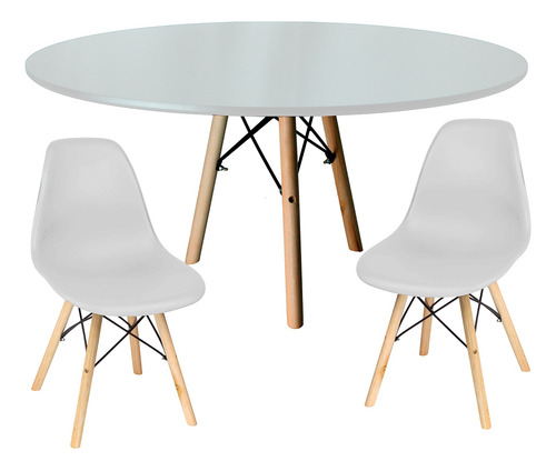 Kit Mesa 70cm Tripe + 2 Cadeira Eiffel Infantil Centro