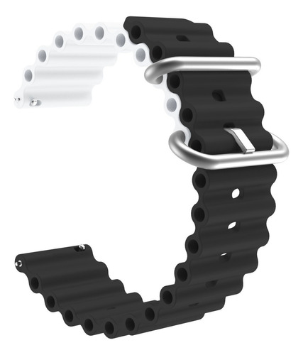 Pulseira Oceano Compatível Garmin Venu 3s 45mm, Xiaomi E500 Cor Preto/Branco