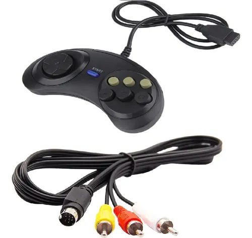 comprar Controle Para Mega Drive 2\u002F3\u002Fgenesis + Cabo Av 9 Pinos. 
