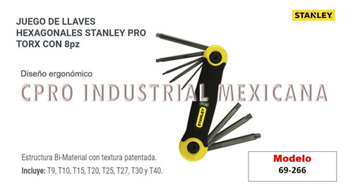 Juego De 8 Llaves Hexagonales Stanley Pro Torx 69-266 S P