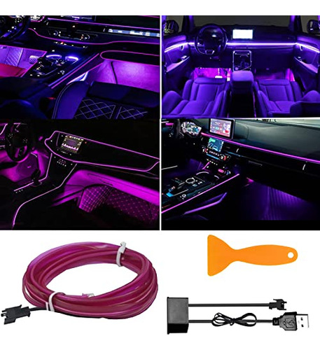 Jaizaiwj Purple El Wire Interior Coche Led Strip Lights 3m/1