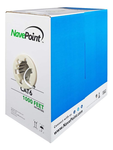 Navepoint Cat6 (cca), 1000 Pies, Blanco, Cable Ethernet Sóli