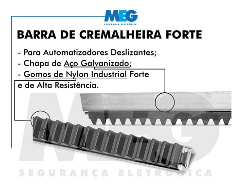 Imagem 2 de 6 de Kit Cremalheira Para Motor Deslizante 1 Metro Original Forte