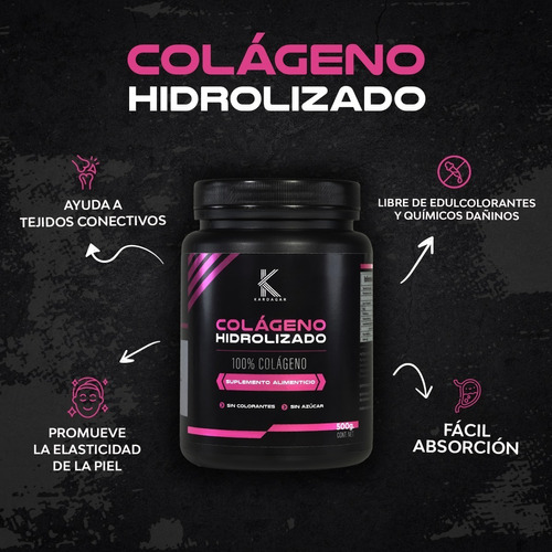 Kardagar Colageno Hidrolizado 500gr 50servs Sabor Sin sabor