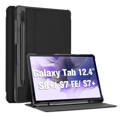 Funda Para Galaxy Tab S8 Plus S7 Fe S7 Plus De 12.4 Negro